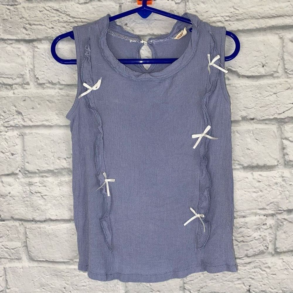 Little girls sz 13 lightweight sleeveless blue top w/bows